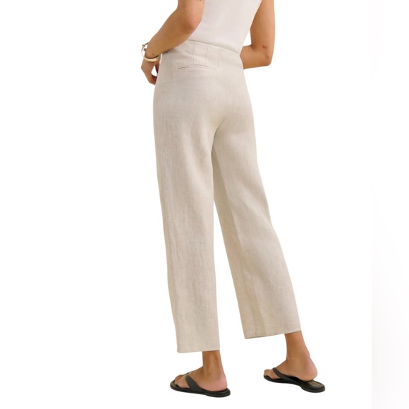 REFORMATION NWT JONI LINEN CROPPED PANT IN OATMEAL. - Picture 5 of 7
